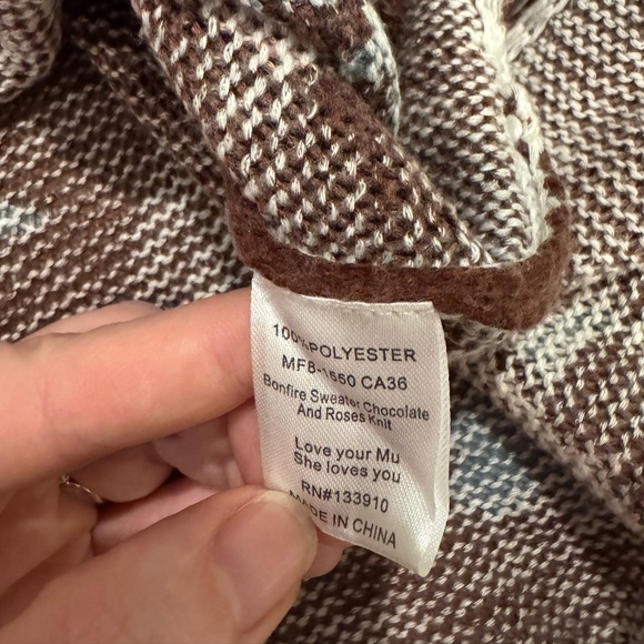 Show Me Your Mumu Chocolate and Roses Knit Bonfire Tunic Sweater rolled neck - Picture 9 of 9